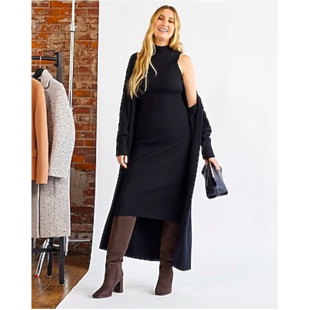 NWT Express Women’s Mock Neck Sleeveless Midi Sweater Dress